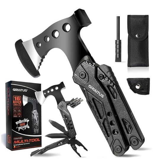 16 in 1 マルチツール サバイバルギア 斧 ハンマー プライヤー ソー ドライバー 栓抜き ホイッスル付き